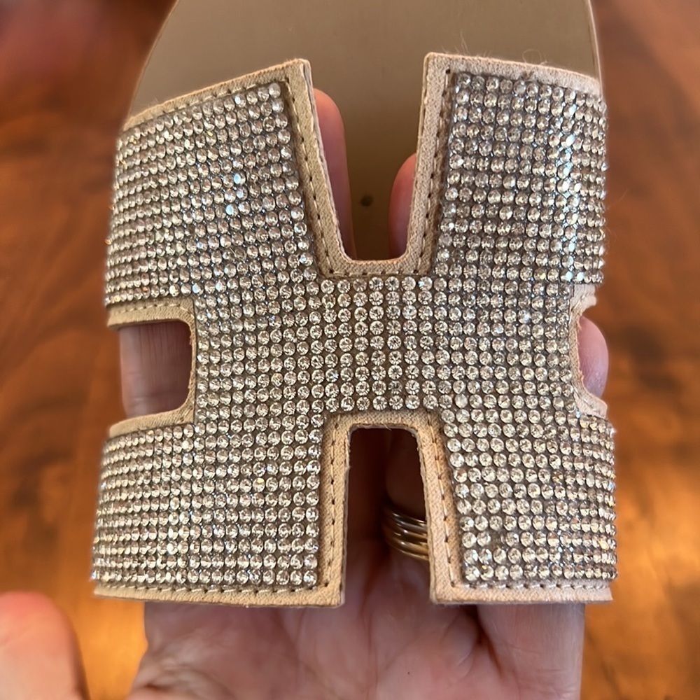 Steven Greece Rhinestone H Style Slides Size 7.5 - Picture 6 of 6